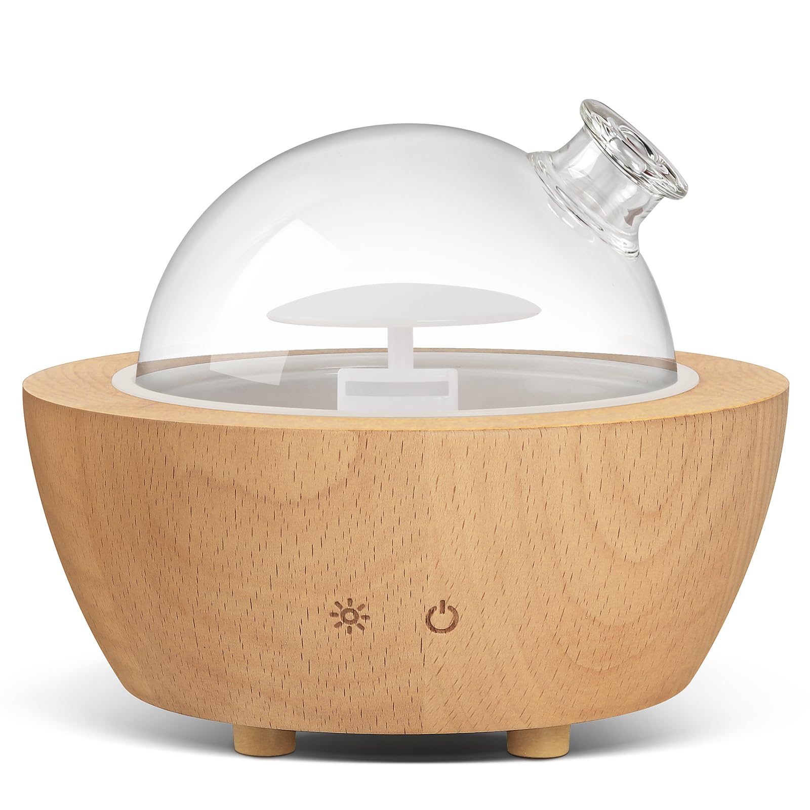 200ml Glass Essential Oil Diffuser with Natural Wood Base Aromatherapy Diffusers for Home Cool Mist Air Humidifier with 7 Color Lights for Office Bedroom